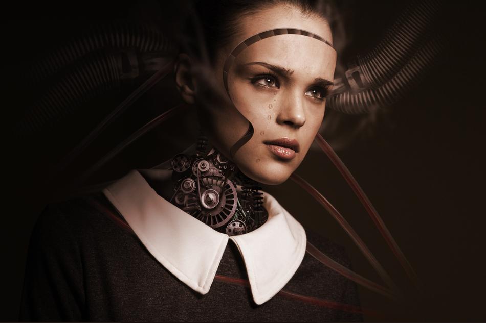photo of a robot girl in a dress