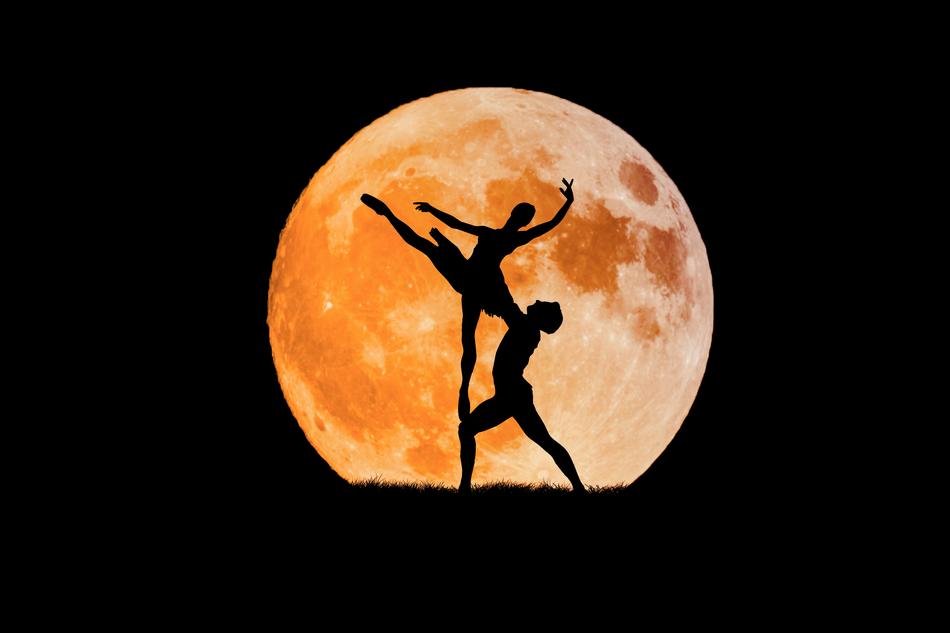 ballet on the background of the moon as an illustration