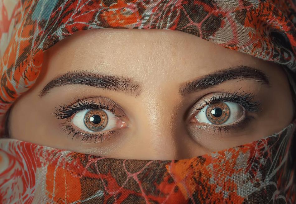 eyes of Beautiful Woman wearing Headscarf