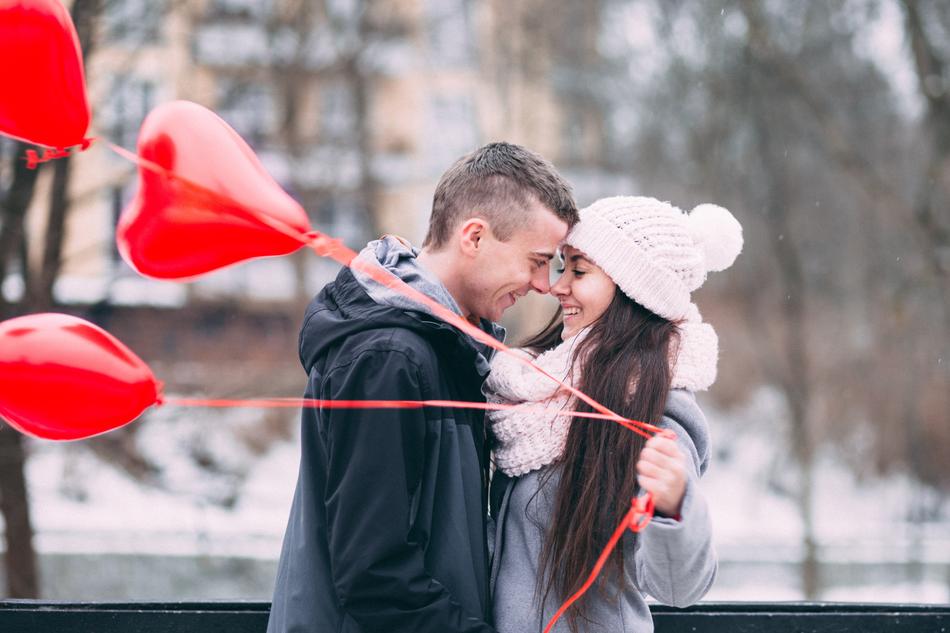 lovers Man and Woman in park