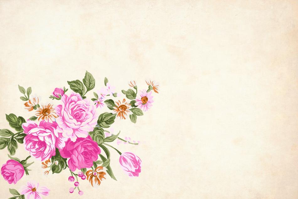 wallpaper with vintage drawing of flowers
