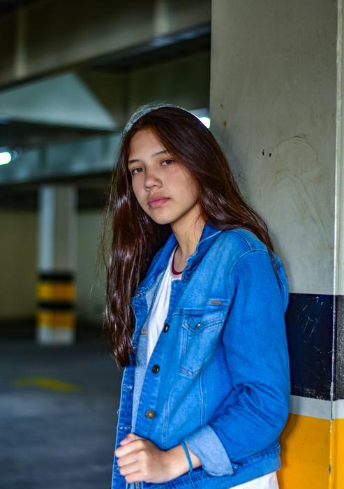portrait of Woman at car park