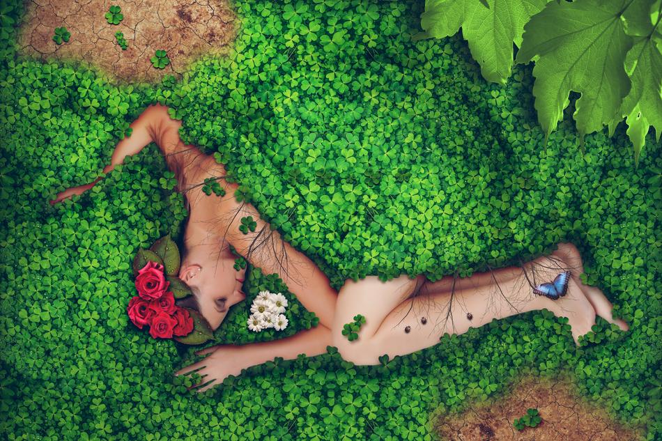 woman in harmony with nature