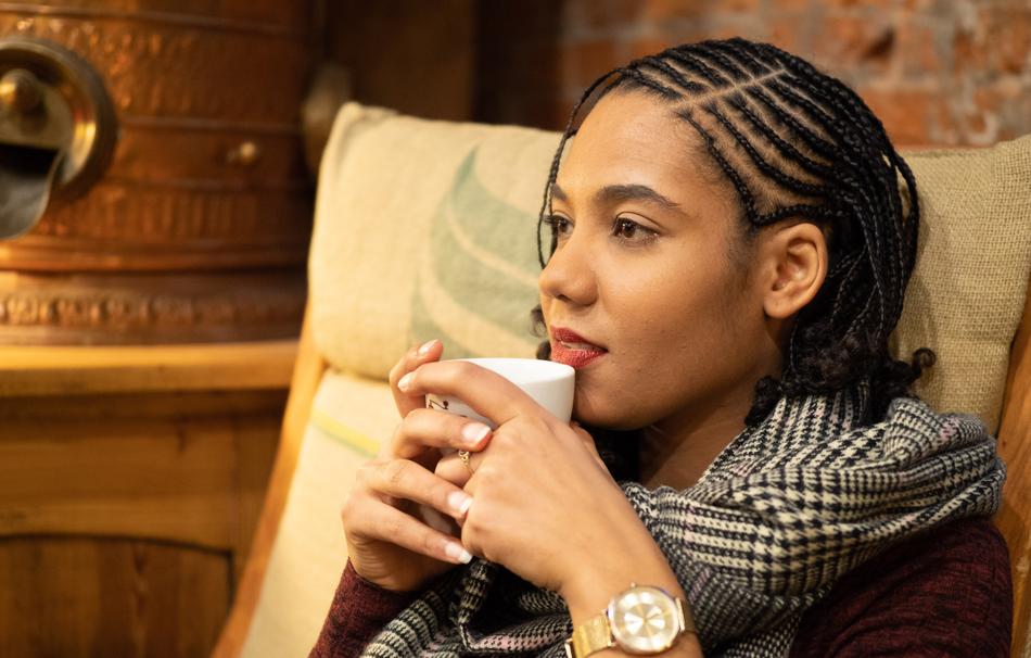 delightful Woman with Coffee