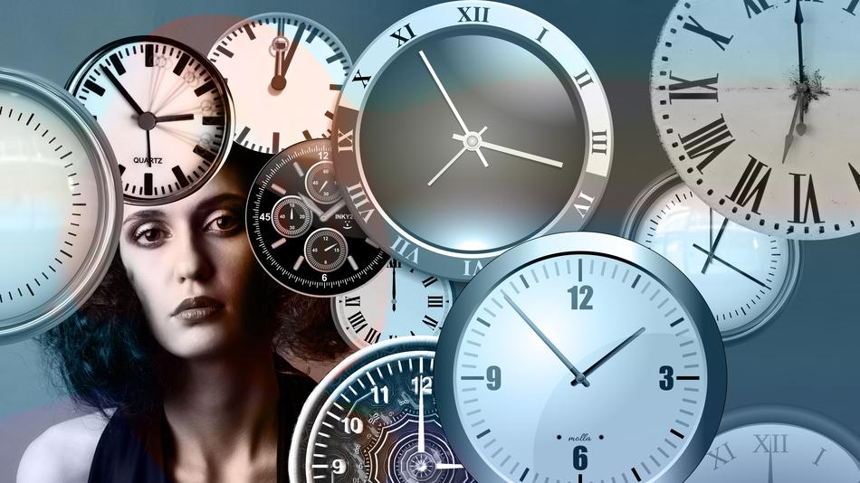 woman in a time window