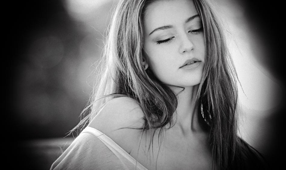 Monochrome picture of charming Girl