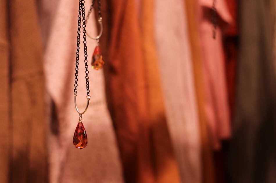 Fashion Necklace close-up on blurred background