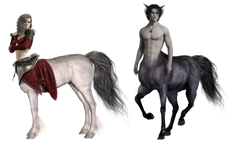 woman and man as fabulous centaurs