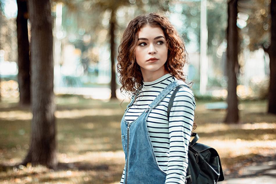 Beautiful Bright girl in park