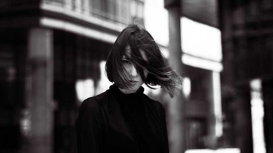 portrait of glamour Girl on Street