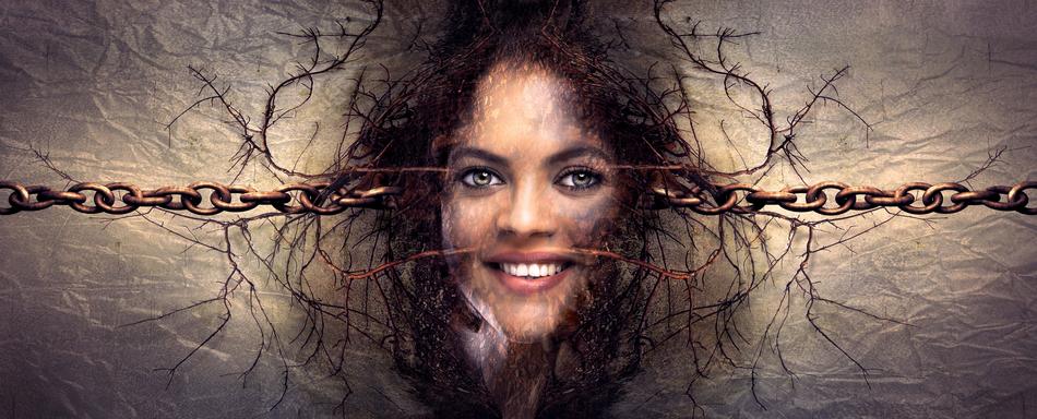 portrait of a woman on the grunge background