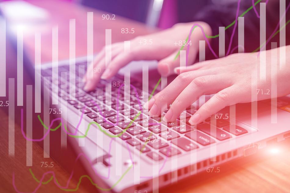 female hands on the keyboard