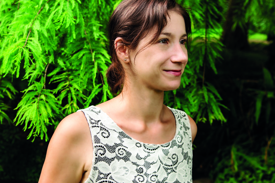 charming girl and green tree
