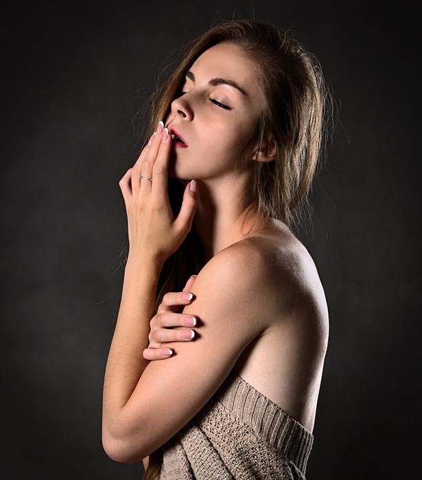 posing sensitive woman
