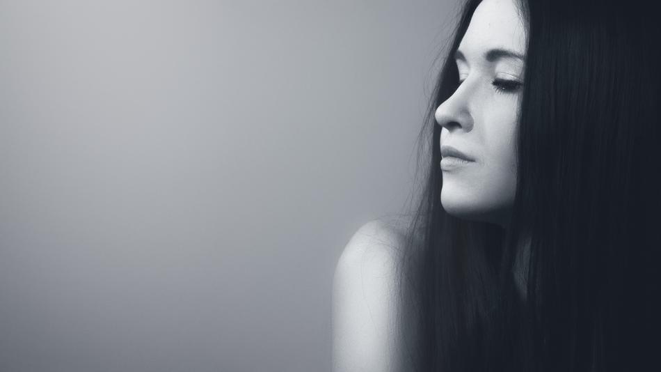 Black and white portrait of the model girl