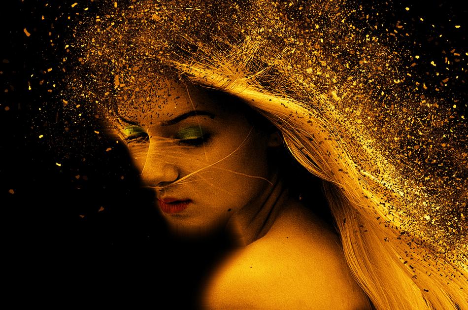 beautiful girl with golden hair as a fantasy