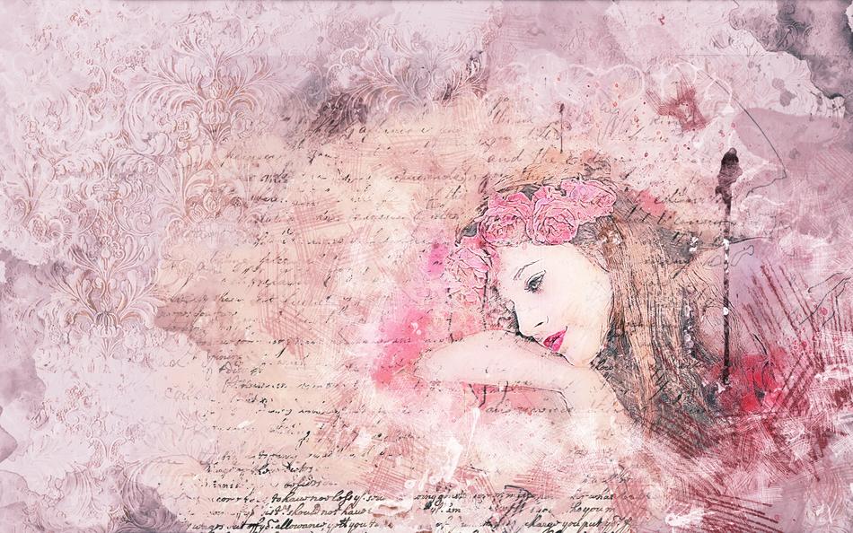 text on the romantic pink background