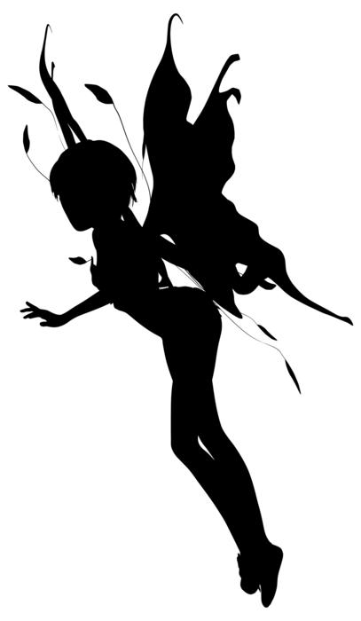 Black silhouette of the fairy clipart