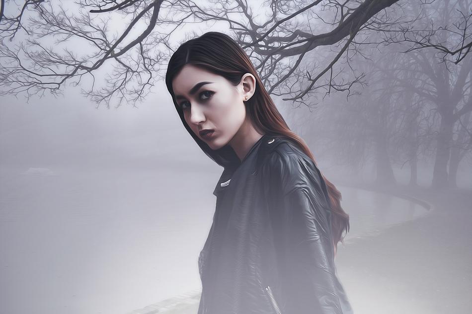 portrait of a woman in mist