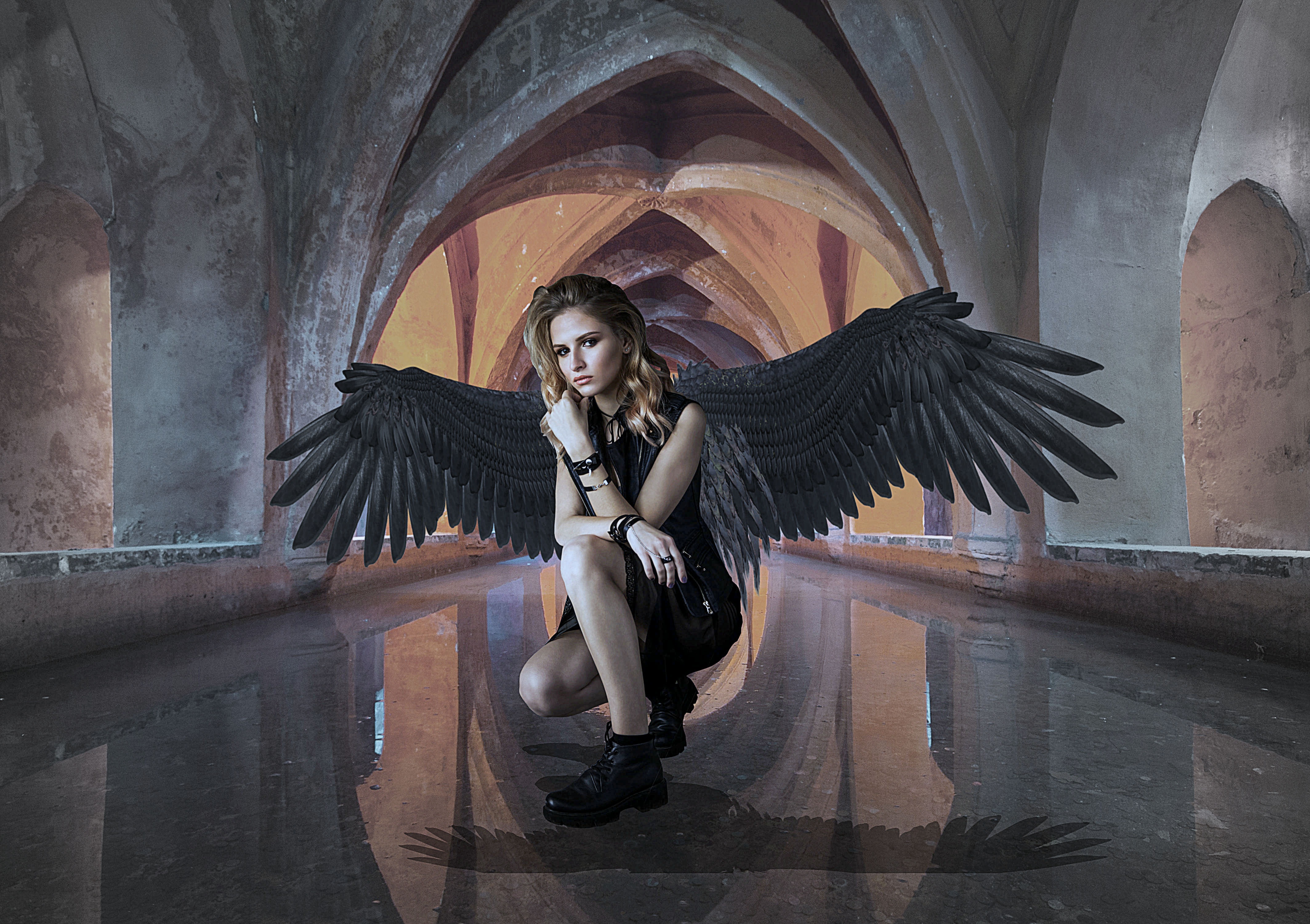 Gothic Girl Angel Wing Free Image Download