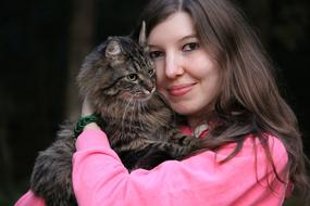 Portrait of Young girl Smile and cat