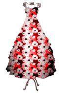 vinage dress with floral print, drawing