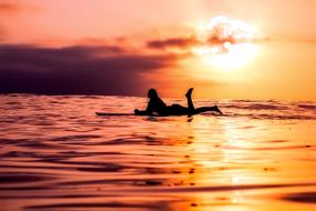 Seascape with the silhouette of the woman