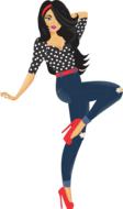 pinup girl in tight jeans, drawing