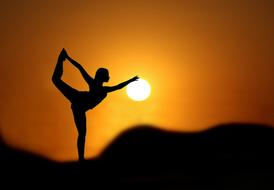 Gymnast, female Silhouette at Sunset