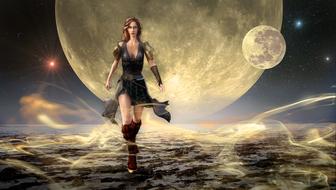 clipart of Fantasy Moon and Mystical Fairy
