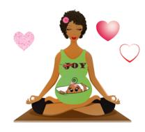 pregnant woman yoga afro drawing