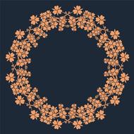 orange flowers, round frame