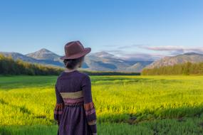 back view of woman in Countryside