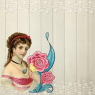 Vintage background with the vintage woman clipart