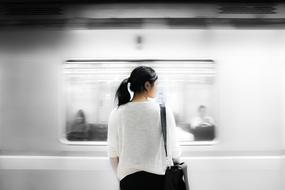 Asian woman in metro station