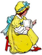 vintage girl in yellow dress