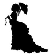 Black silhouette of the Victorian Lady clipart