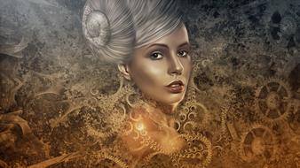 digital portrait of a girl with a shell hairstyle