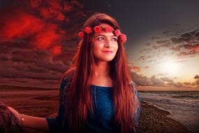 fantasy portrait of Woman Girl on coast