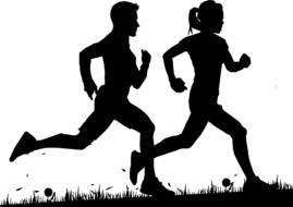 silhouette of jogging couple