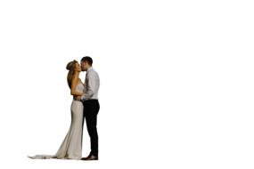 groom with bride on a white background