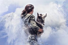 woman with husky dog