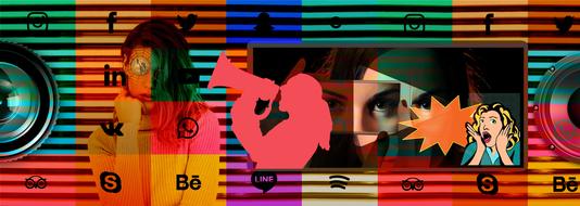 banner with social media icons
