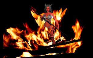 fancy woman in fire