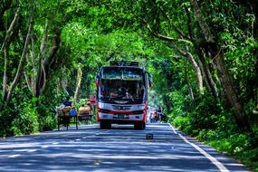 old mechanic bus on the road