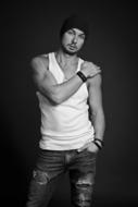 Black and white photo of the stylish guy