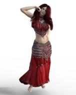 3d render, woman in long red skirt