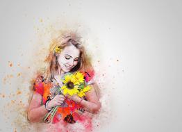 Girl Sunflower drawing