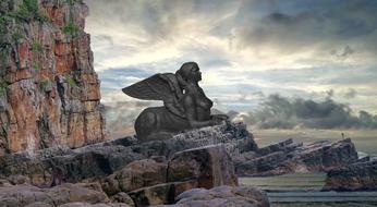 Sphinx on the stone as a fantasy