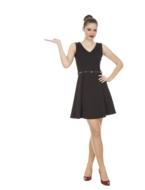 beautiful caucasian girl in shirt black dress
